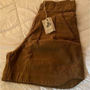 Easel Los Angeles high waist cotton twill shorts